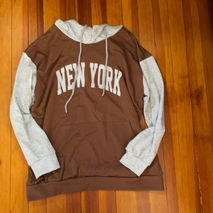 New York color block hoodie